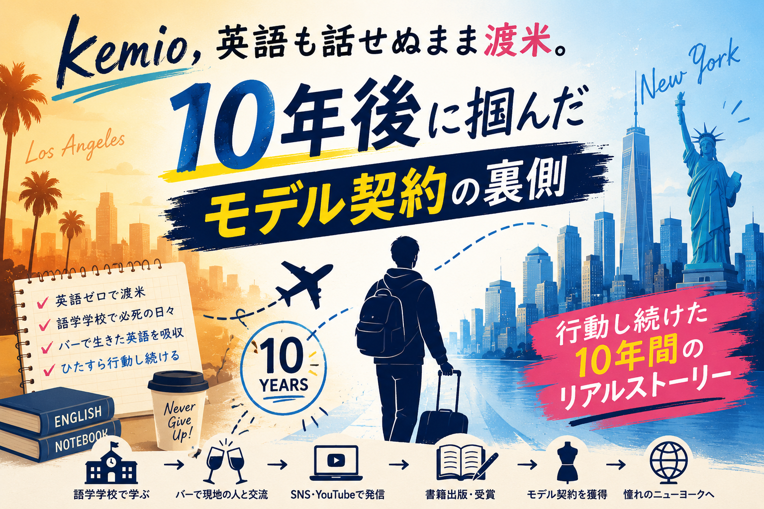 kemio、英語も話せぬまま渡米。10年後に掴んだモデル契約の裏側