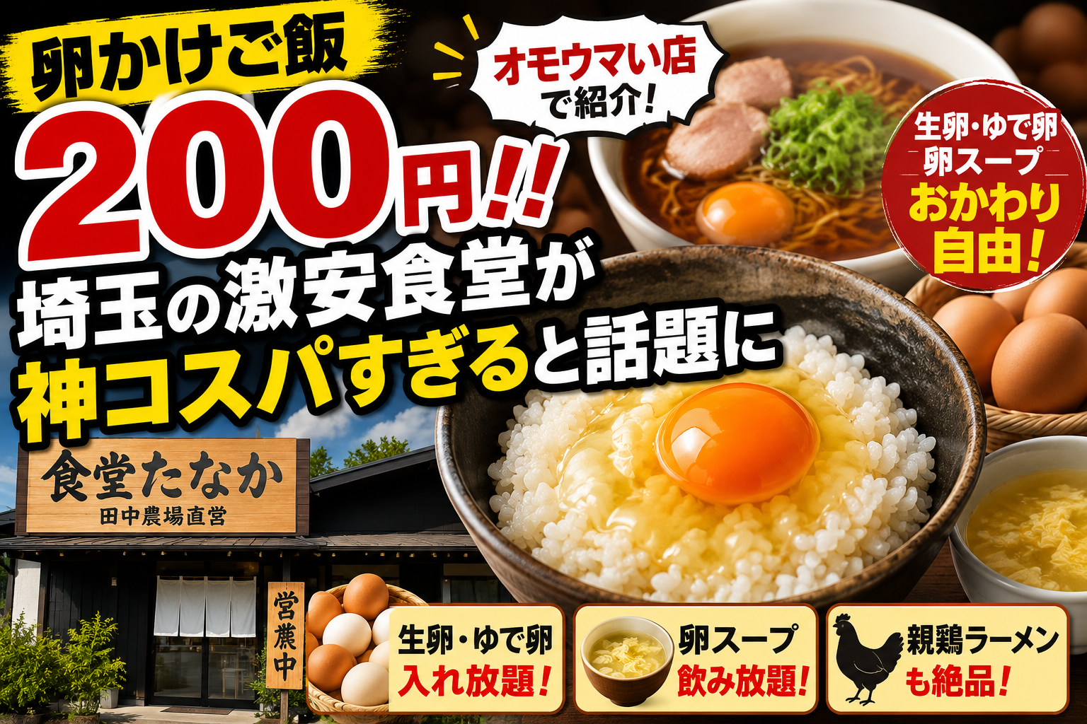 卵かけご飯200円‼埼玉の激安食堂が神コスパすぎると話題に