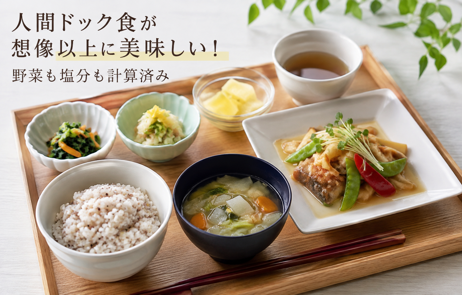 人間ドック食が想像以上に美味しい！と思いませんか？もちろん、野菜も塩分も計算済み